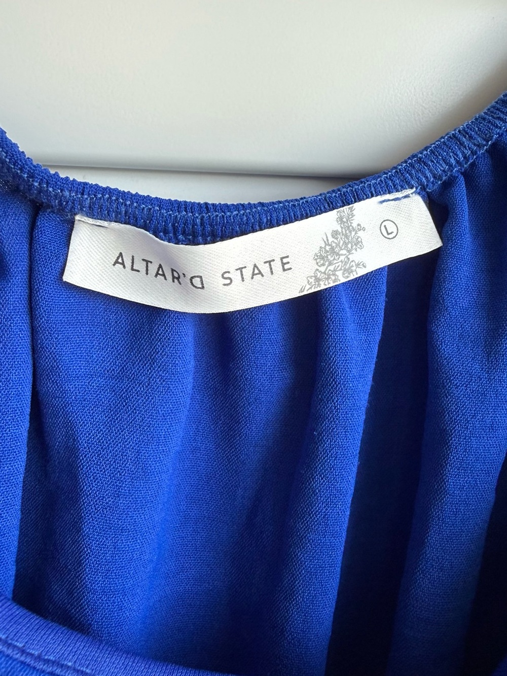 Altar'd State Cobalt Blue Puff-Sleeve Peplum Top | Size Large - Picture 3 of 6